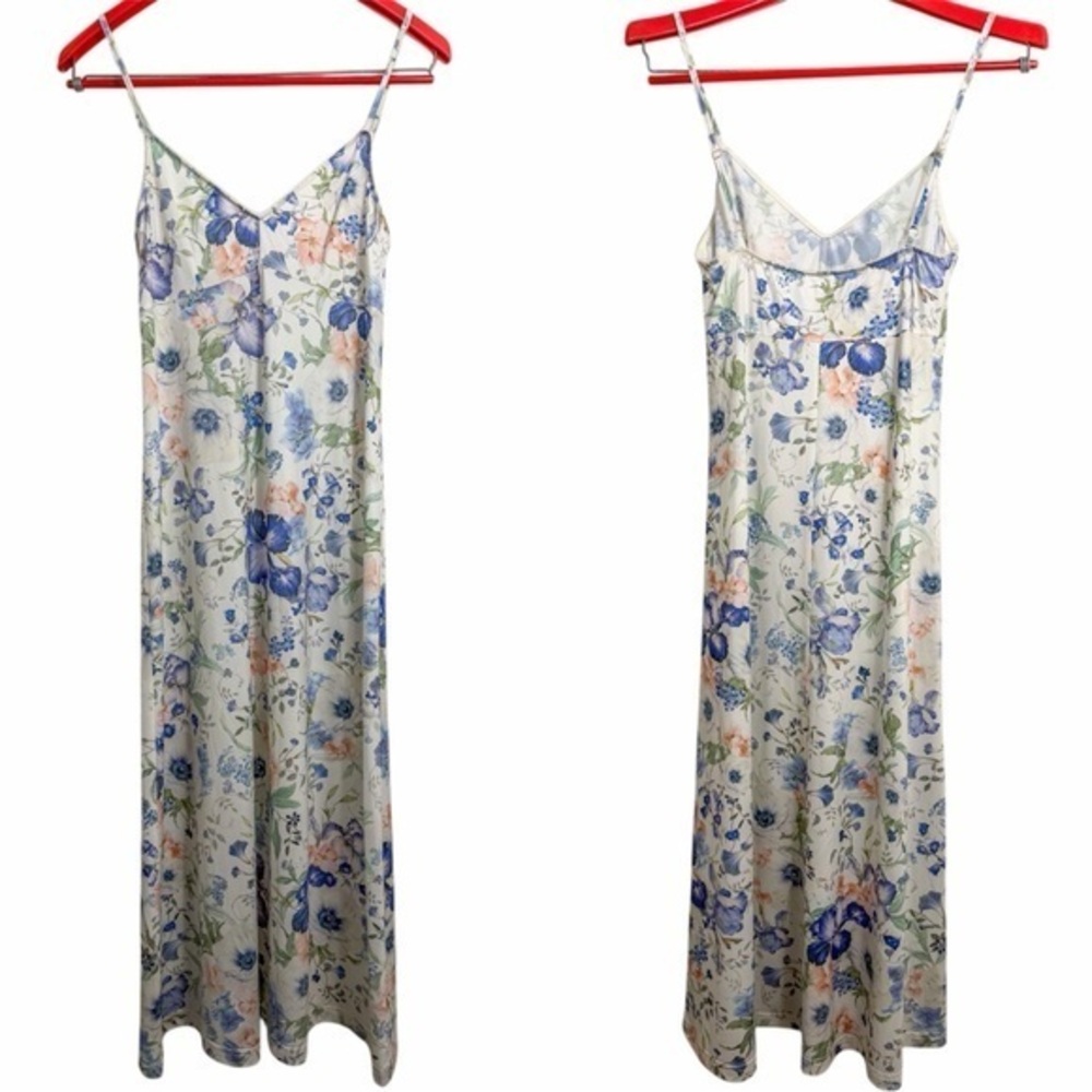 Zimmermann Slip Dress with Blue Florals and Green Accents